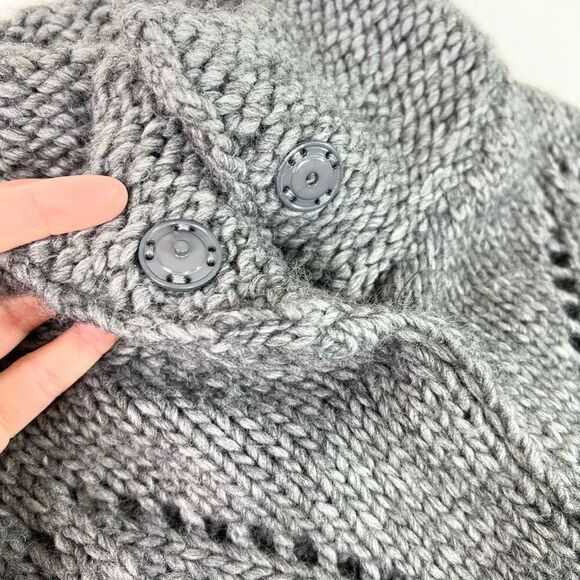 Elsamanda Alpaca Wool Cardigan Womens Small Gray Snap Button Waist Tie Knitted - Picture 5 of 10